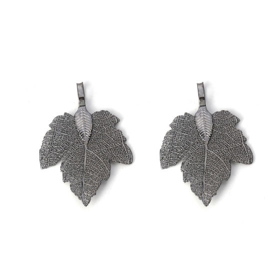 Picture of Brass Pendants Maple Leaf Multicolor 36mm x28mm(1 3/8" x1 1/8") - 34mm x27mm(1 3/8" x1 1/8"), 2 PCs