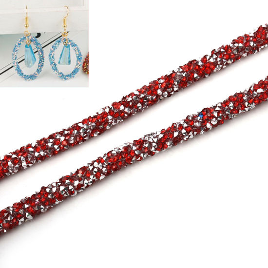 Image de Cordon en PVC Rouge Avec Strass Hot Fix 7mm, 2 M