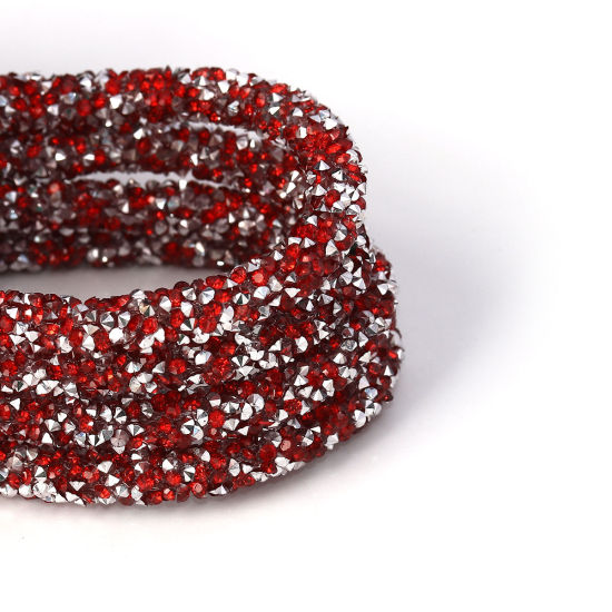 Image de Cordon en PVC Rouge Avec Strass Hot Fix 7mm, 2 M