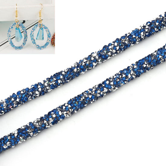 Image de Cordon en PVC Bleu Avec Strass Hot Fix 7mm, 2 M