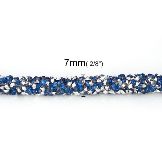 Image de Cordon en PVC Bleu Avec Strass Hot Fix 7mm, 2 M