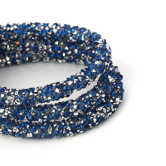 Image de Cordon en PVC Bleu Avec Strass Hot Fix 7mm, 2 M