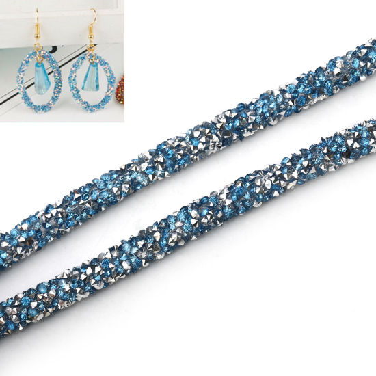 Image de Cordon en PVC Bleu Clair Avec Strass Hot Fix 7mm, 2 M