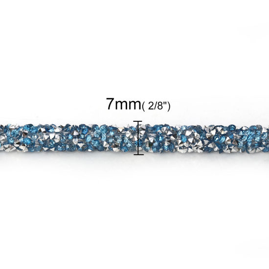 Image de Cordon en PVC Bleu Clair Avec Strass Hot Fix 7mm, 2 M