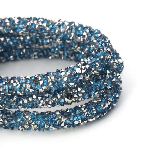 Image de Cordon en PVC Bleu Clair Avec Strass Hot Fix 7mm, 2 M