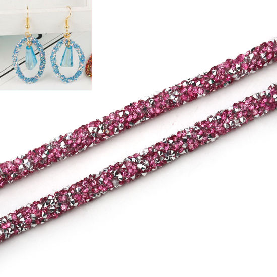 Image de Cordon en PVC Fuchsia Avec Strass Hot Fix 7mm, 2 M