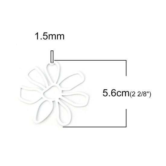 亜鉛合金 ペンダント フラワー 白 56mmx 52mm、 5 個 の画像