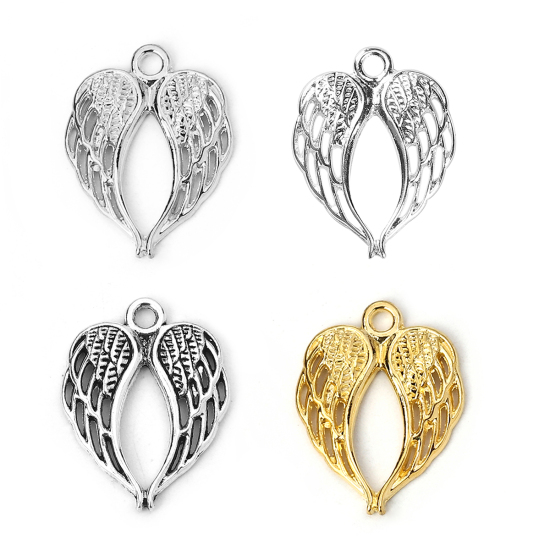 Bild von Zinklegierung Charms Flügel Antiksilber 22mm x 17mm, 50 Stück