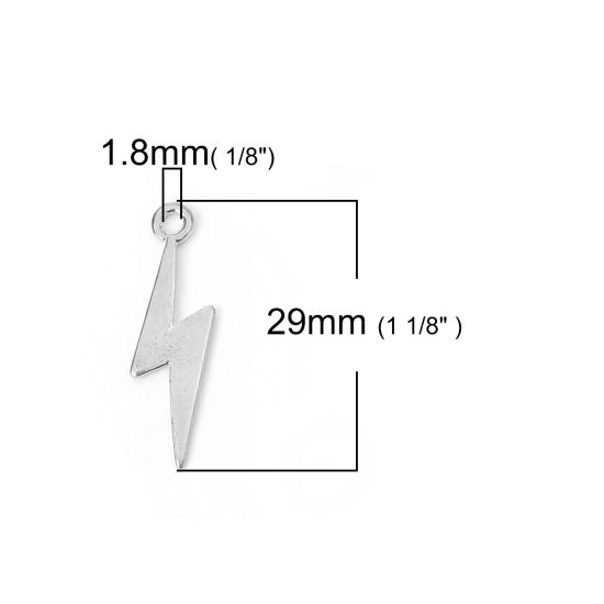 Immagine di Lega di Zinco Tempo Collezione Charms Lampo Tono Argento 29mm x 9mm , 30 Pz
