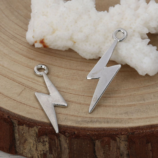 Immagine di Lega di Zinco Tempo Collezione Charms Lampo Tono Argento 29mm x 9mm , 30 Pz