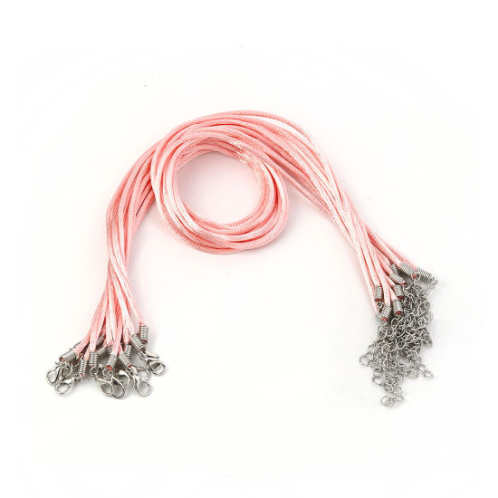 Image de Colliers de Corde Tressé en Polyester Rose 42cm Long, 20 Pcs