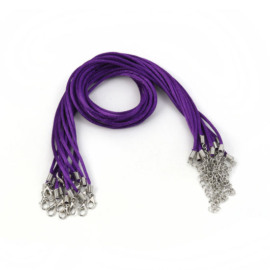 Image de Colliers de Corde Tressé en Polyester Violet 42cm Long, 20 Pcs