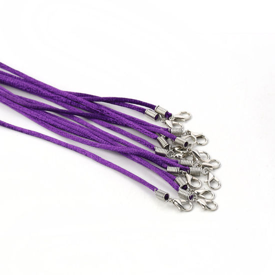 Image de Colliers de Corde Tressé en Polyester Violet 42cm Long, 20 Pcs