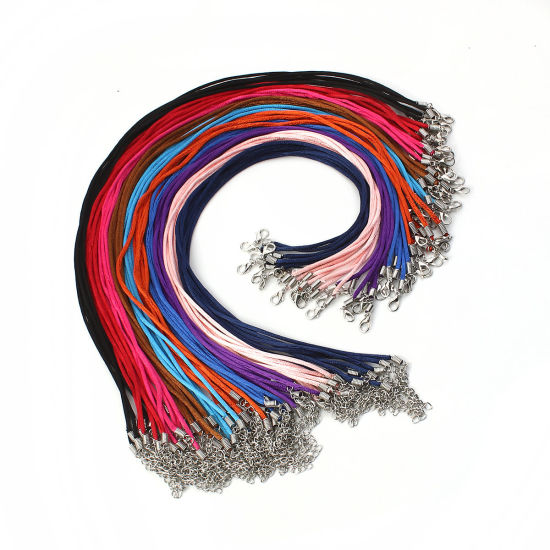 Image de Colliers de Corde Tressé en Polyester Violet 42cm Long, 20 Pcs