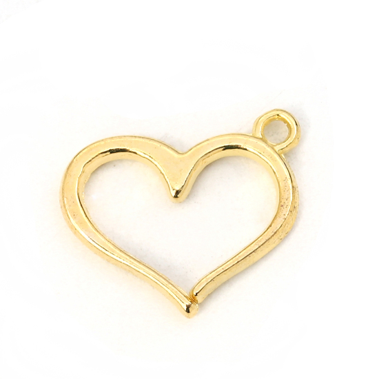 Bild von Zinklegierung Charms Herz Vergoldet 16mm x 13mm, 50 Stück