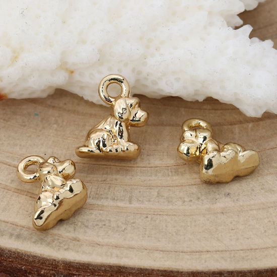 Immagine di Lega di Zinco Charms Cane Oro Placcato 11mm x 9mm , 20 Pz
