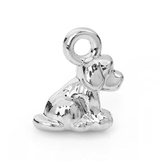 Immagine di Lega di Zinco Charms Cane Tono Argento 11mm x 9mm , 20 Pz