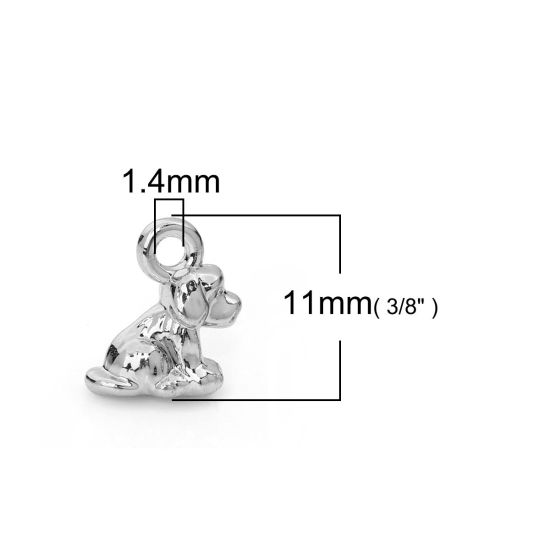 Immagine di Lega di Zinco Charms Cane Tono Argento 11mm x 9mm , 20 Pz