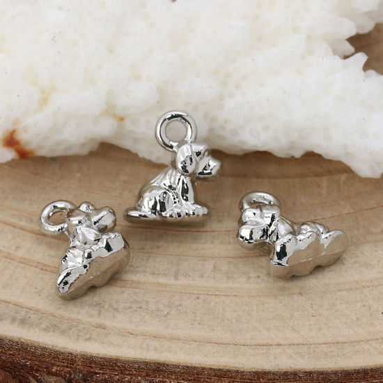 Immagine di Lega di Zinco Charms Cane Tono Argento 11mm x 9mm , 20 Pz