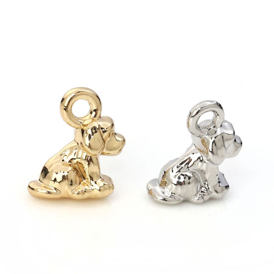 Immagine di Lega di Zinco Charms Cane Tono Argento 11mm x 9mm , 20 Pz