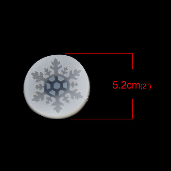 Image de Moule en Silicone Rond Blanc Floconde de Noël 5.2cm Dia., 2 Pcs