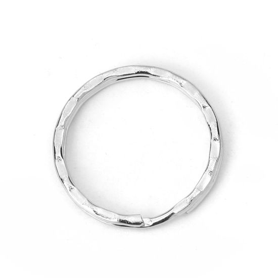 Image de Porte-Clés en Alliage de Fer Annulaire Argent Mat 25mm Dia, 50 Pcs