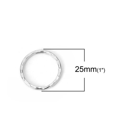 Image de Porte-Clés en Alliage de Fer Annulaire Argent Mat 25mm Dia, 50 Pcs