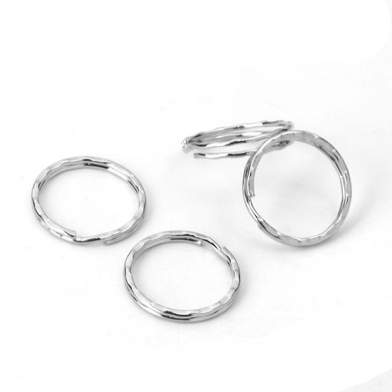 Image de Porte-Clés en Alliage de Fer Annulaire Argent Mat 25mm Dia, 50 Pcs