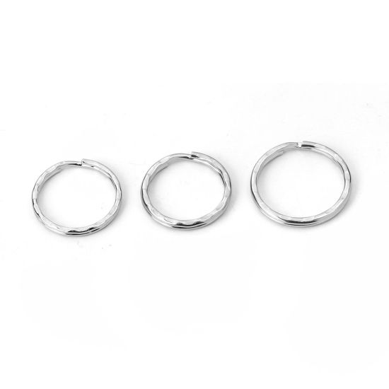 Image de Porte-Clés en Alliage de Fer Annulaire Argent Mat 25mm Dia, 50 Pcs