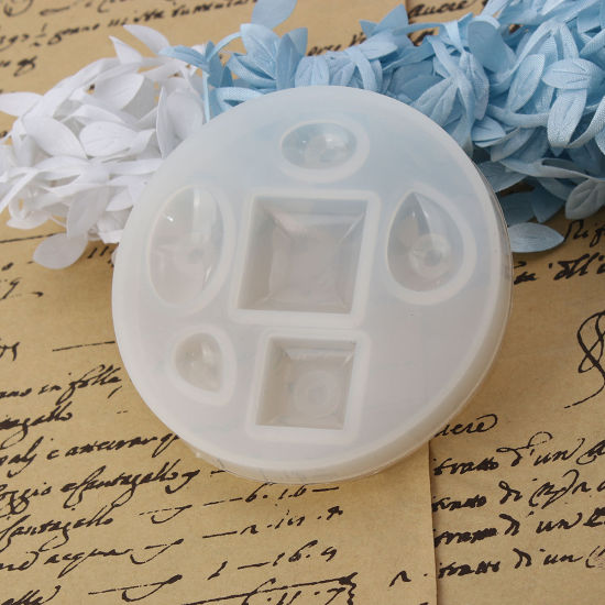 Image de Moule en Silicone Rond Blanc Géométrique 8.2cm Dia., 1 Pièce