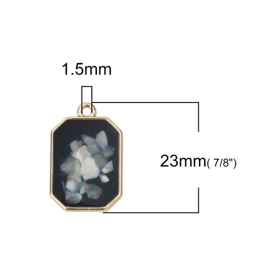 Image de Breloques en Alliage de Zinc & Acrylique Rectangle Coquilles Couleur AB Doré Blanc 23mm x 15mm, 5 Pcs