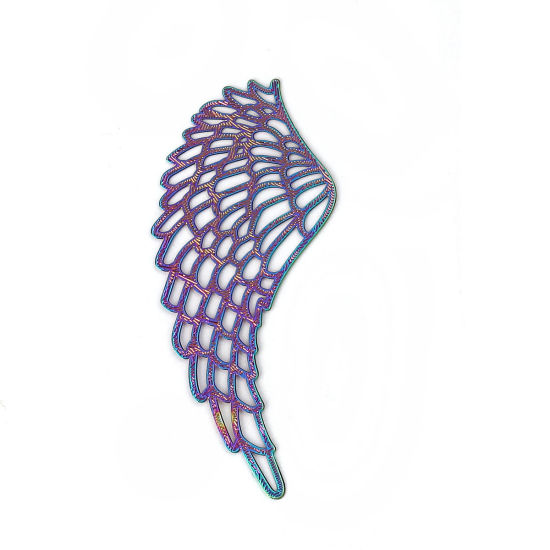 真鍮 彩色上絵 装飾 多色 翼 63mm x 27mm、 2 ペア の画像