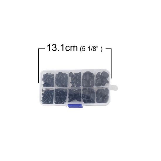 ABS 人形作り用品 黒 鼻 ミックス柄 17mm x 13mm - 6mm x 5mm、 1 箱 の画像