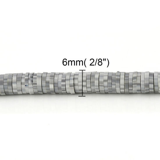 Image de Perles Heishi Katsuki en Pâte Polymère Rond Rose Foncé 6mm Dia, Taille de Trou: 2.5mm, 40.5cm long, 3 Enfilades (Env. 326 Pcs/Enfilade)