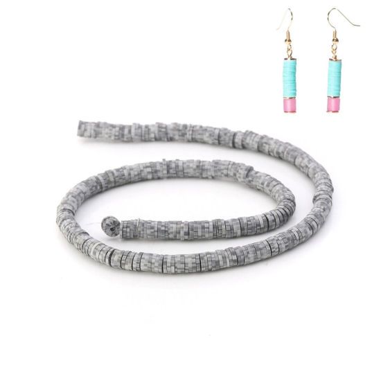 Image de Perles Heishi Katsuki en Pâte Polymère Rond Rose Foncé 6mm Dia, Taille de Trou: 2.5mm, 40.5cm long, 3 Enfilades (Env. 326 Pcs/Enfilade)