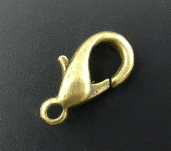 亜鉛合金 アクセサリーパーツ・金具 カニカン 銅古美 14mm x 7mm、 50 個 の画像
