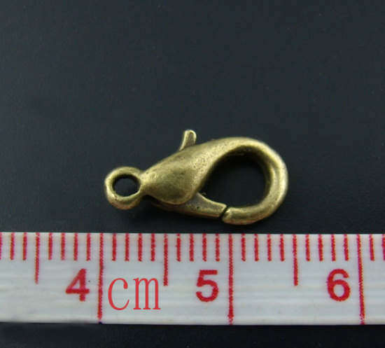 亜鉛合金 アクセサリーパーツ・金具 カニカン 銅古美 14mm x 7mm、 50 個 の画像