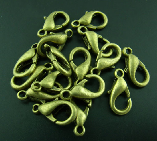 亜鉛合金 アクセサリーパーツ・金具 カニカン 銅古美 14mm x 7mm、 50 個 の画像