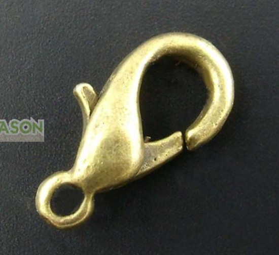 亜鉛合金 アクセサリーパーツ・金具 カニカン 銅古美 14mm x 7mm、 50 個 の画像