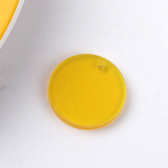 Image de Breloques en Acrylique Rond Jaune 20mm Dia, 20 Pcs