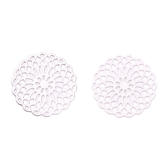 真鍮 装飾 ライトローズゴールド 円形 花 15mm x 15mm、 10 個 の画像