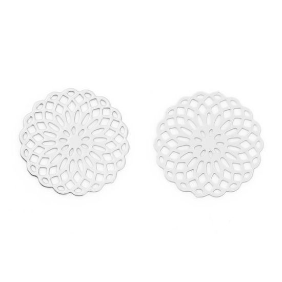 真鍮 装飾 ライトローズゴールド 円形 花 15mm x 15mm、 10 個 の画像