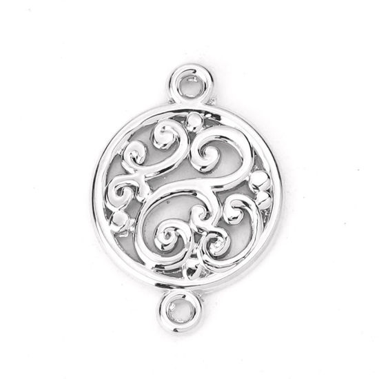 Image de Connecteurs en Alliage de Zinc Rond Argent Mat 20mm x 15mm, 20 Pcs