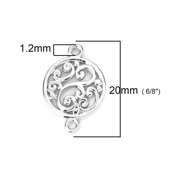 Image de Connecteurs en Alliage de Zinc Rond Argent Mat 20mm x 15mm, 20 Pcs