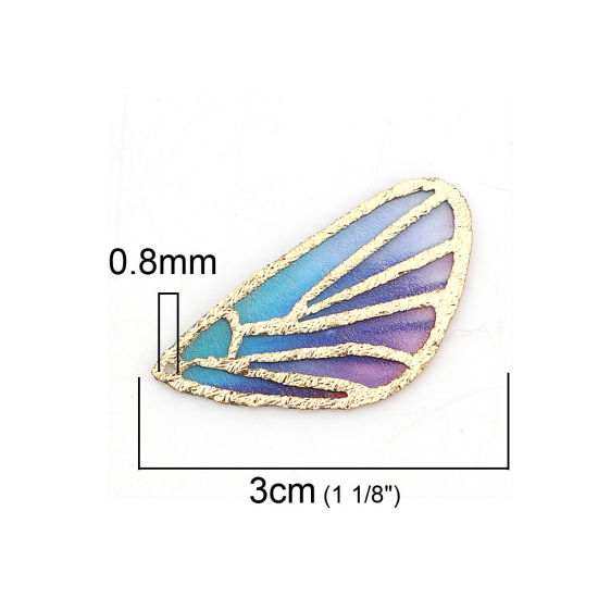 布 ペンダント 蝶翼 紫+青 30mm x 16mm、 5 個 の画像
