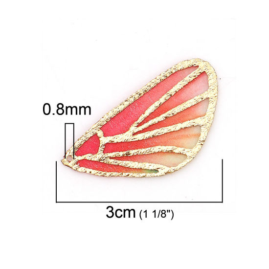 布 ペンダント 蝶翼 赤 30mm x 18mm、 5 個 の画像