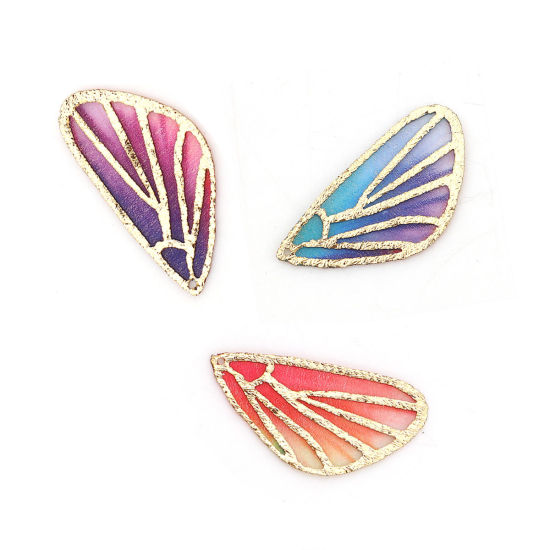 布 ペンダント 蝶翼 赤 30mm x 18mm、 5 個 の画像