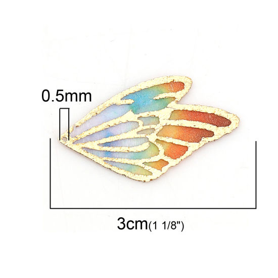 布 ペンダント 蝶翼 多色 30mm x 18mm、 5 個 の画像
