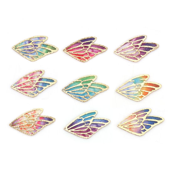 布 ペンダント 蝶翼 多色 30mm x 18mm、 5 個 の画像