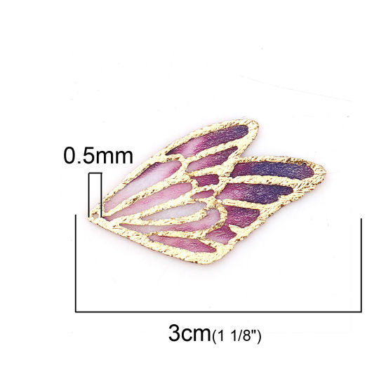 布 ペンダント 蝶翼 紫 30mm x 18mm、 5 個 の画像